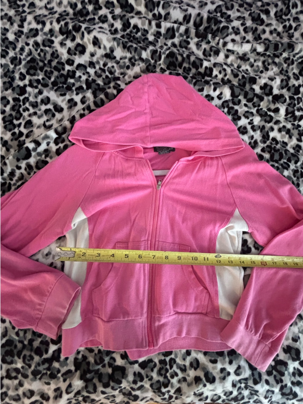 Vintage Pink and White Hooded Zip Jacket